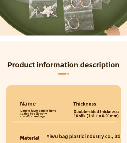 100 PCS Transparent Plastic Jewelry Packaging Bags With Resealable Closure For Secure Storage