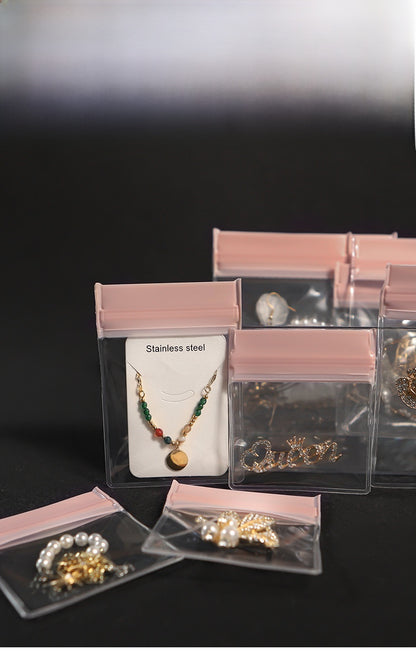 Pink EVA Jewelry Packaging Bags In Plastic Resealable Material For Secure Storage