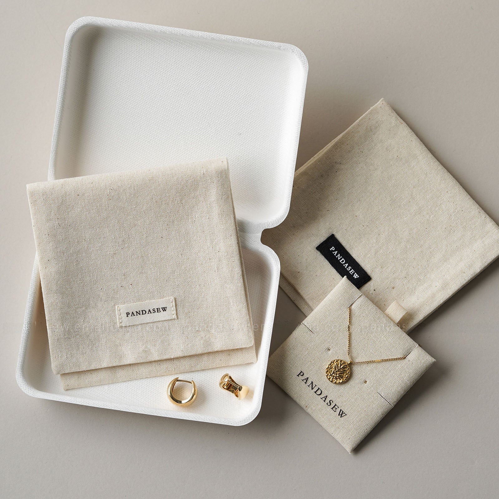 1 Piece Cotton Jewelry Packaging Bag In Beige For Elegant Jewelry Storage