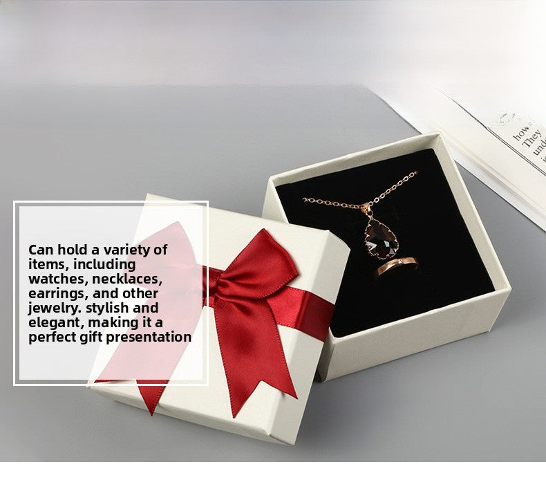 1 Piece Paper Jewelry Box With Bow Tie Design, Perfect For Elegant Jewelry Packaging