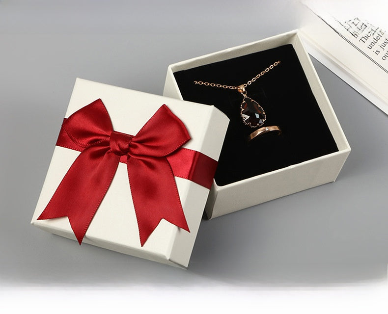 1 Piece Paper Jewelry Box With Bow Tie Design, Perfect For Elegant Jewelry Packaging