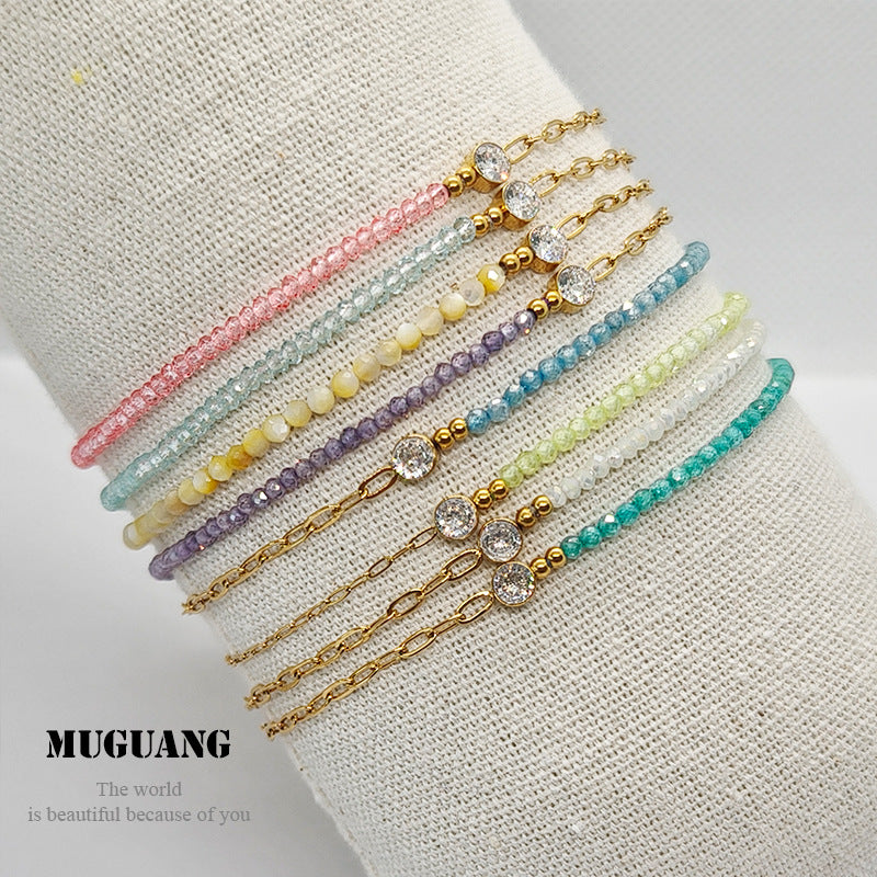 Simple Style Bracelets For Men And Women Featuring Natural Stone Inlay And Durable Titanium Steel Material In Steel Color