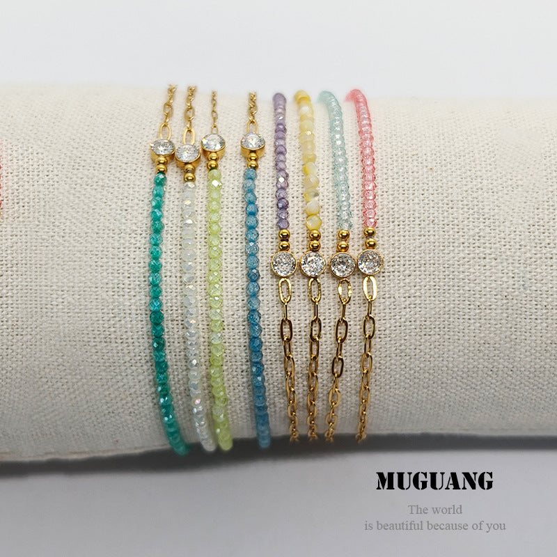 Simple Style Bracelets For Men And Women Featuring Natural Stone Inlay And Durable Titanium Steel Material In Steel Color
