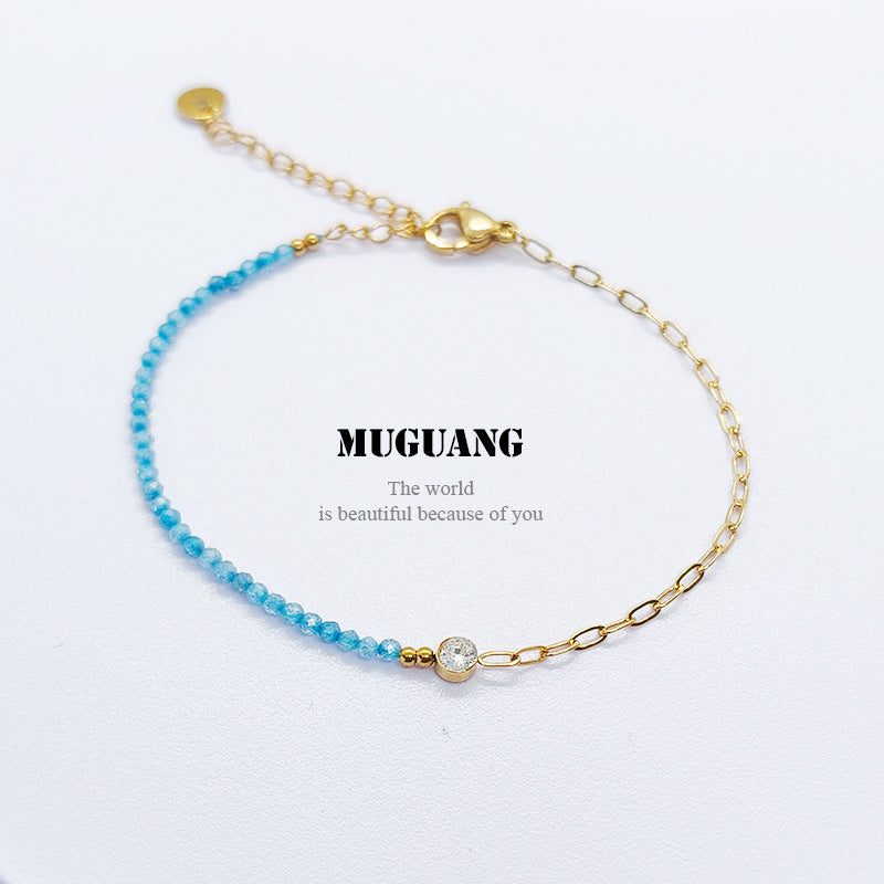 Simple Style Bracelets For Men And Women Featuring Natural Stone Inlay And Durable Titanium Steel Material In Steel Color