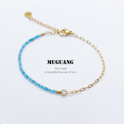 Simple Style Bracelets For Men And Women Featuring Natural Stone Inlay And Durable Titanium Steel Material In Steel Color