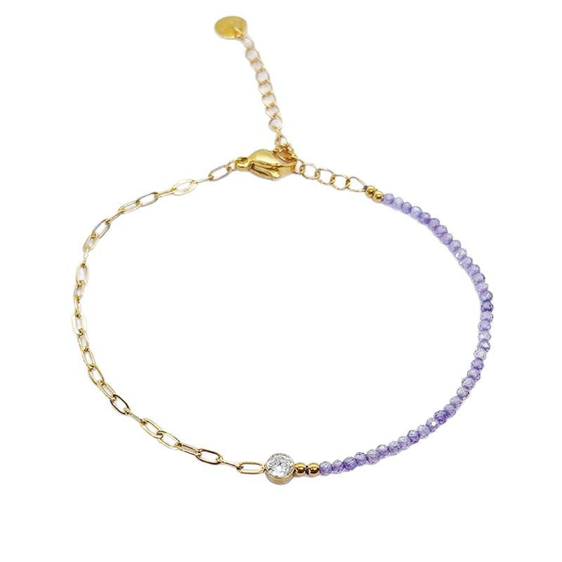 Simple Style Bracelets For Men And Women Featuring Natural Stone Inlay And Durable Titanium Steel Material In Steel Color