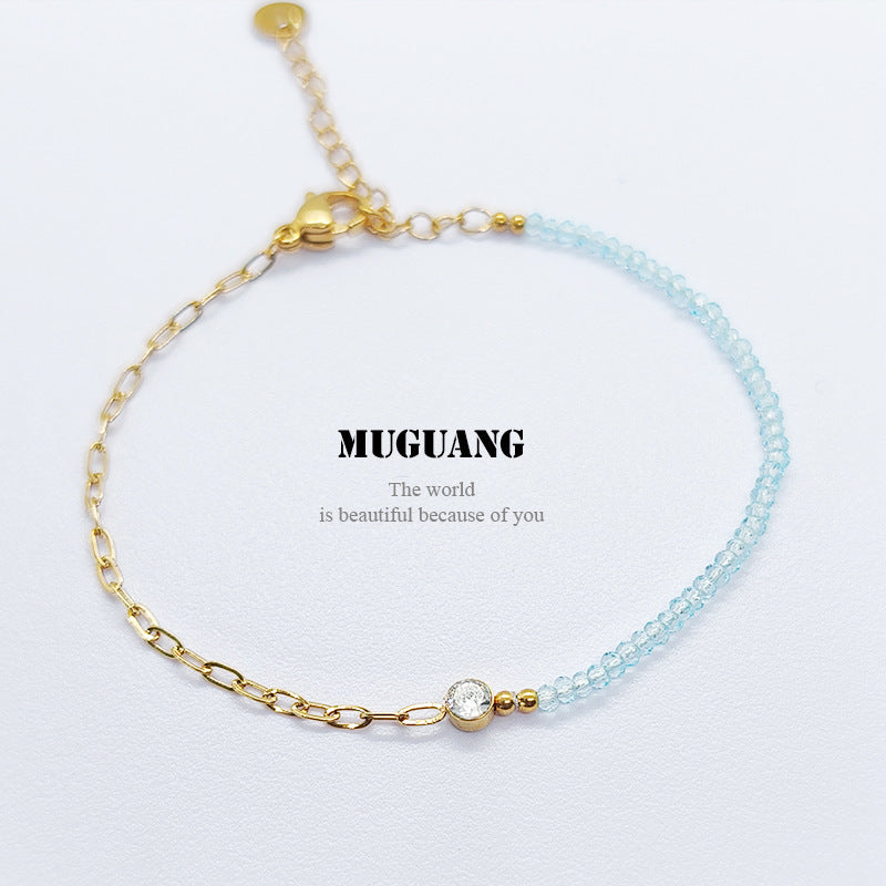 Simple Style Bracelets For Men And Women Featuring Natural Stone Inlay And Durable Titanium Steel Material In Steel Color