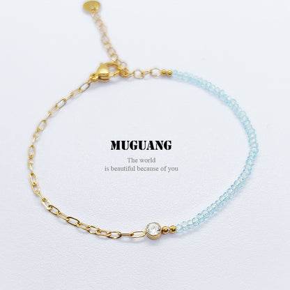 Simple Style Bracelets For Men And Women Featuring Natural Stone Inlay And Durable Titanium Steel Material In Steel Color