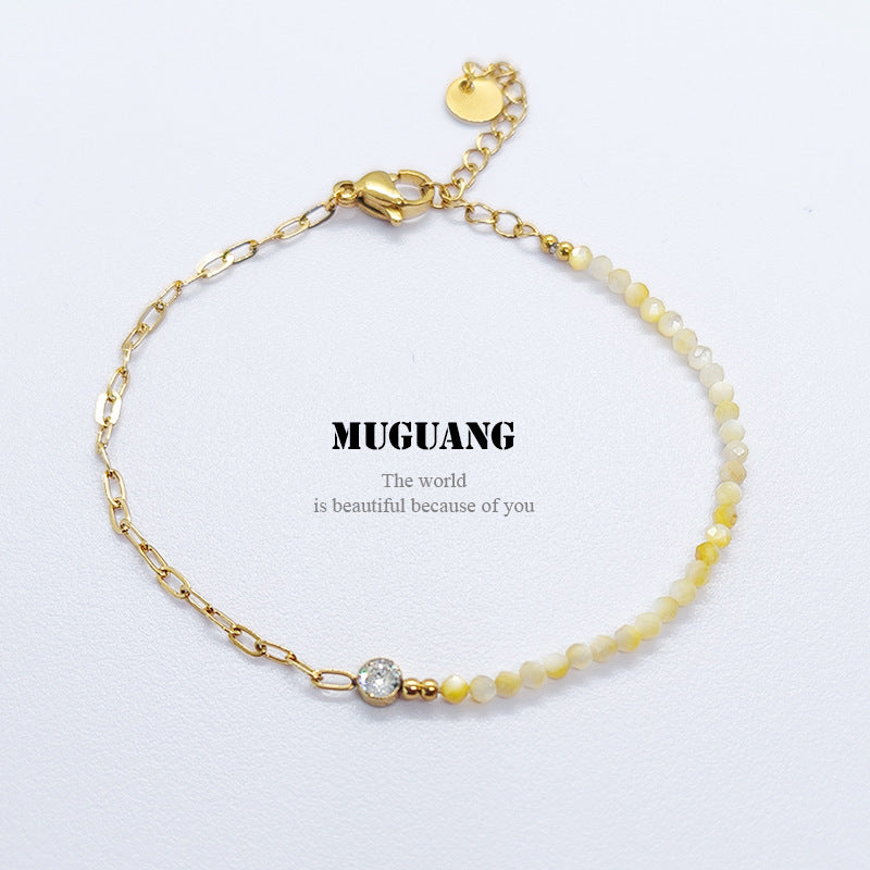 Simple Style Bracelets For Men And Women Featuring Natural Stone Inlay And Durable Titanium Steel Material In Steel Color