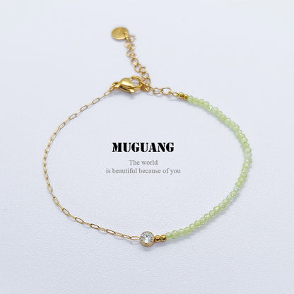 Simple Style Bracelets For Men And Women Featuring Natural Stone Inlay And Durable Titanium Steel Material In Steel Color