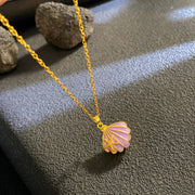 Gold - Purple Shell Openable Necklace