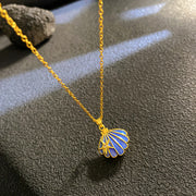 Gold - Blue Shell Openable Necklace