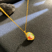 Gold - White Rabbit Oval Openable Necklace
