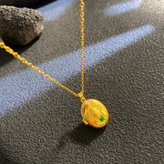 Gold - Yellow Beetle Oval Openable Necklace