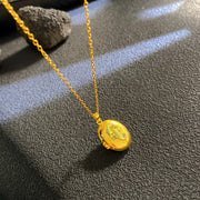 Gold - Blue Scorpion Oval Openable Necklace
