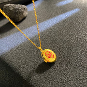 Gold - Red Scorpion Oval Openable Necklace