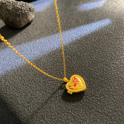 Gold - Red Little Bee Heart Openable Necklace