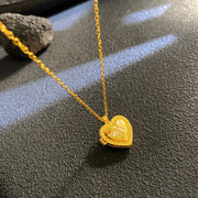 Gold - White Little Bee Heart Openable Necklace