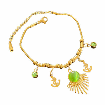 Luxurious Heart Shape Stainless Steel Charm Bracelet For Women In Golden Titanium Steel