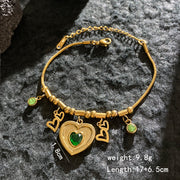 Gold - Green Zirconia Love Bracelet