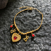 Gold - Red Zirconium Love Bracelet