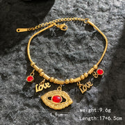 Gold -Red Cat Eye Bracelet