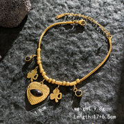 Gold - Cat's Eye Heart Four-leaf Clover Bracelet