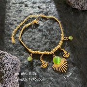 Gold - Green Cat Eye Ripple Fan Bracelet