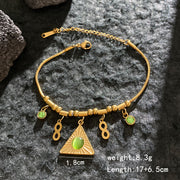 Gold - Green Cat’s Eye Triangle Bracelet