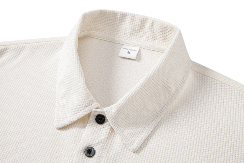 Solid Color Casual Long Sleeve Men's T-Shirt In Polyester With Standing Collar For Spring