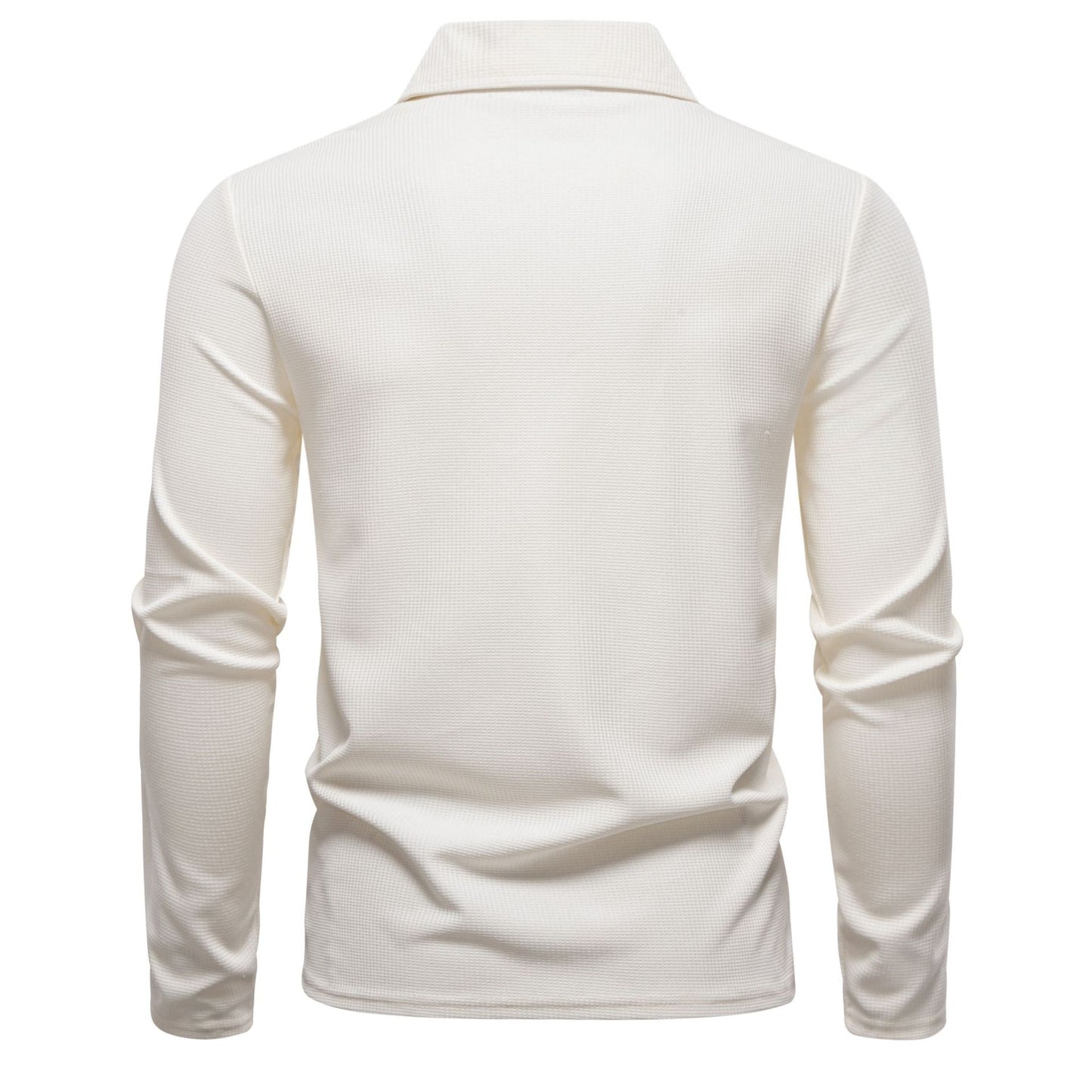 Solid Color Casual Long Sleeve Men's T-Shirt In Polyester With Standing Collar For Spring