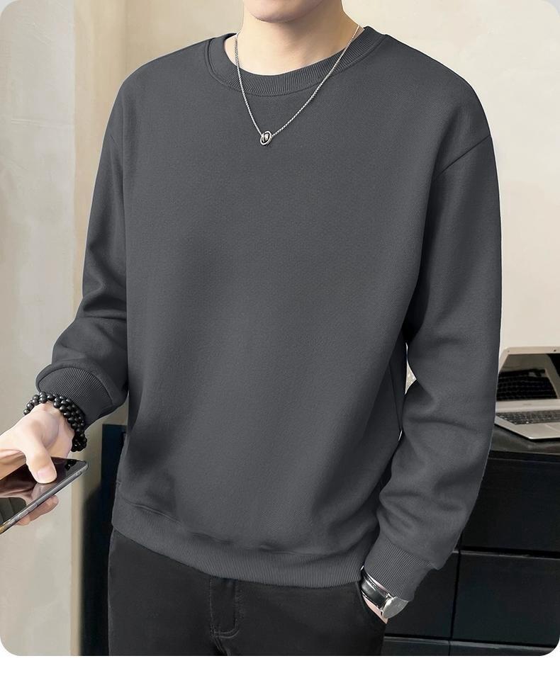 Men's Casual Grey Long Sleeve Hoodie In Polyester Fabric