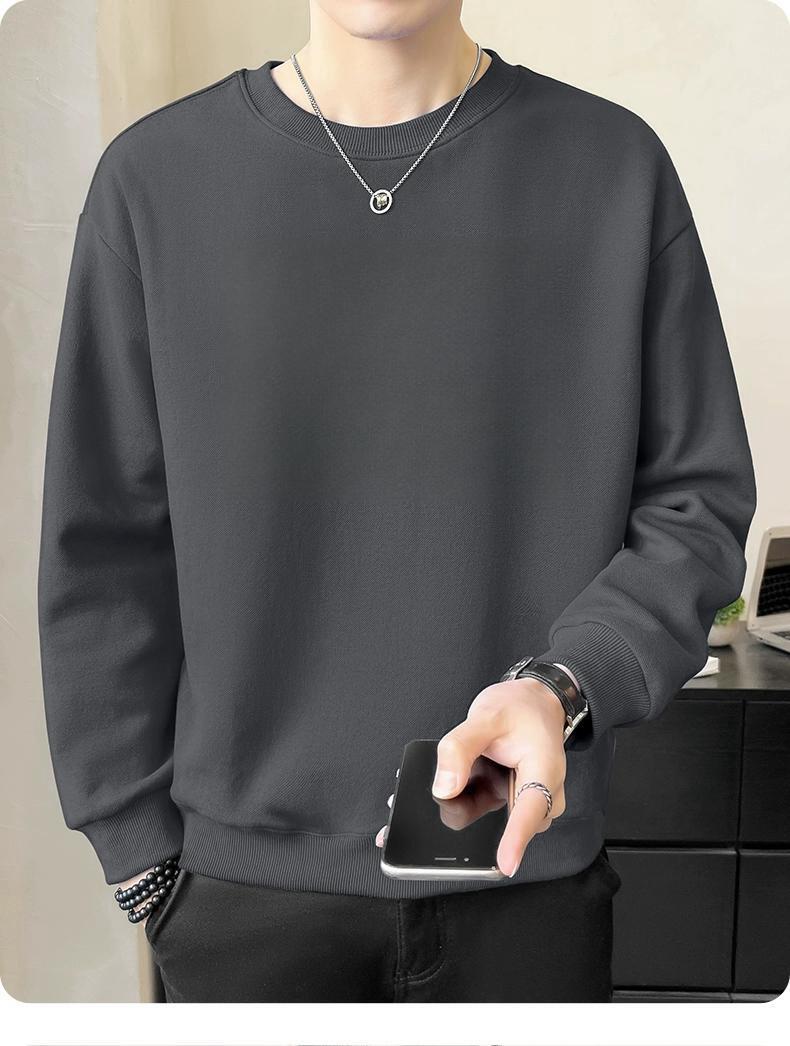 Men's Casual Grey Long Sleeve Hoodie In Polyester Fabric