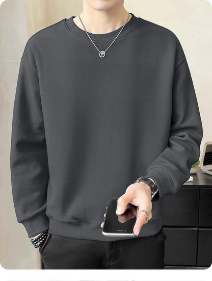 Men's Casual Grey Long Sleeve Hoodie In Polyester Fabric