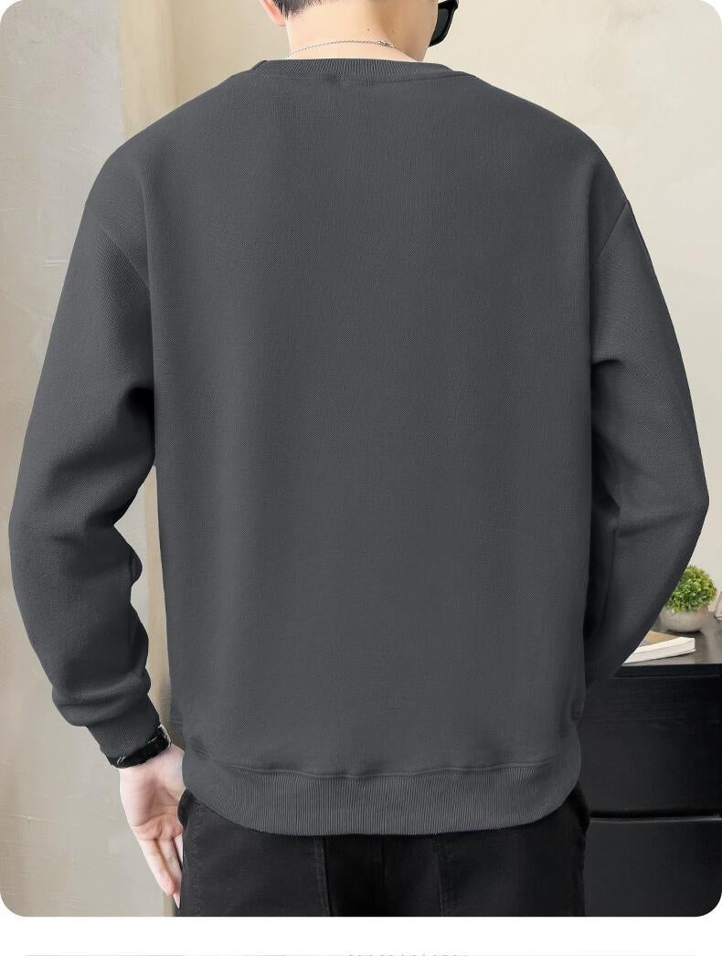 Men's Casual Grey Long Sleeve Hoodie In Polyester Fabric