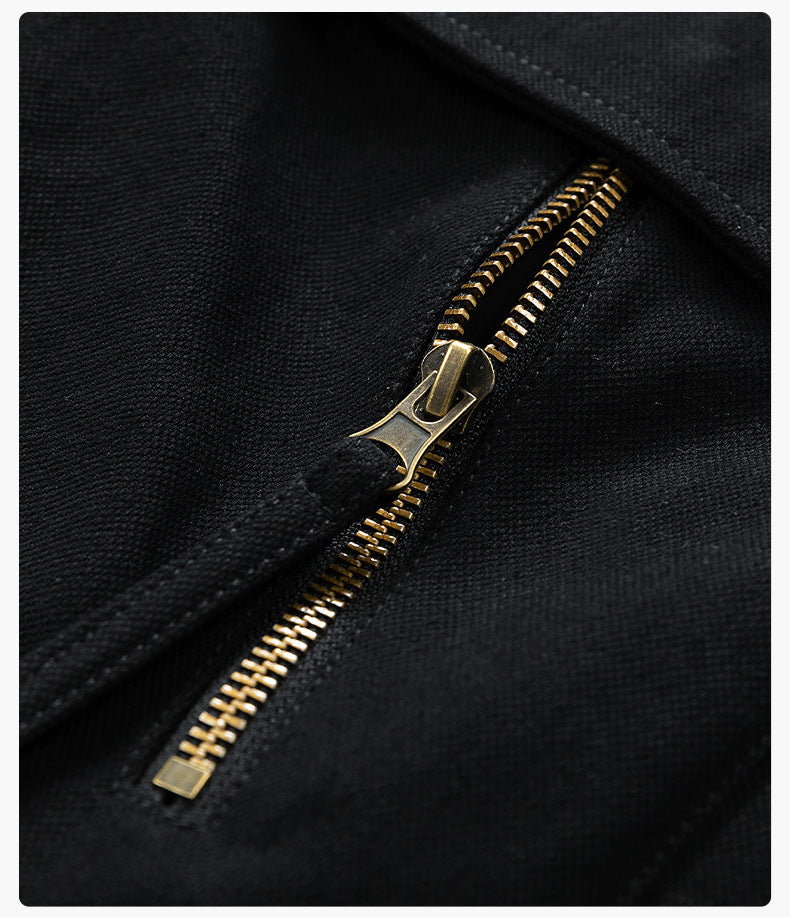 Men's Army Green Hooded Shacket Jacket With Zipper Placket In Cotton Blends, Long Sleeve Outerwear
