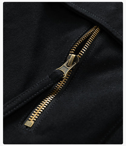 Men's Army Green Hooded Shacket Jacket With Zipper Placket In Cotton Blends, Long Sleeve Outerwear