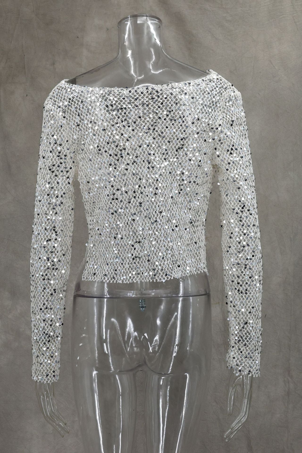 Sexy Long Sleeve Polyester Shirt For Women With Collarless Design And Regular Fit