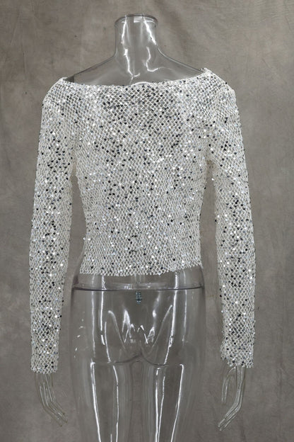 Sexy Long Sleeve Polyester Shirt For Women With Collarless Design And Regular Fit