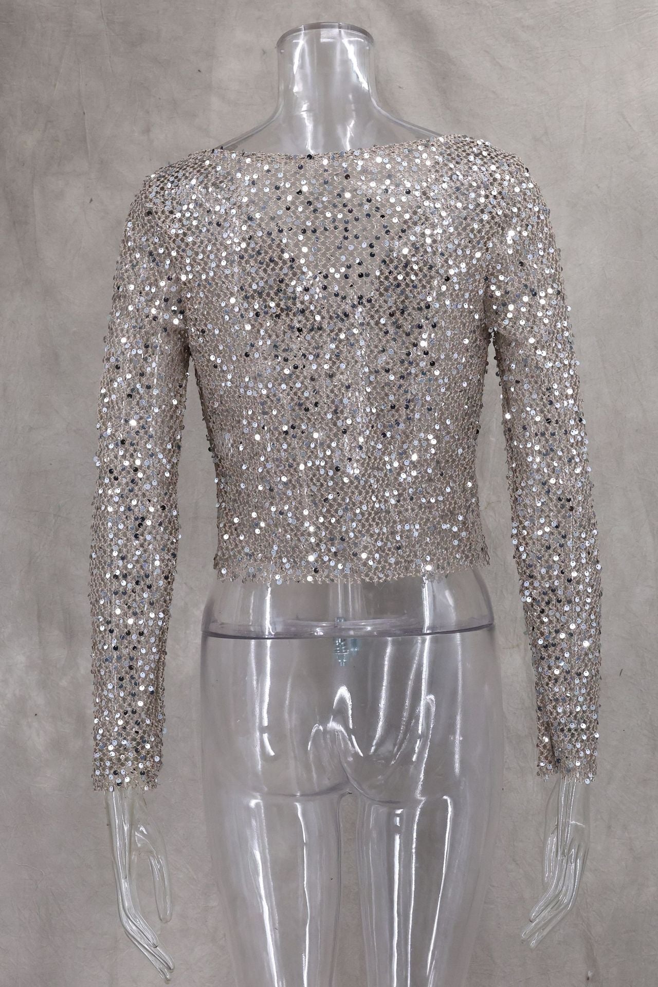 Sexy Long Sleeve Polyester Shirt For Women With Collarless Design And Regular Fit