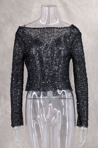 Sexy Long Sleeve Polyester Shirt For Women With Collarless Design And Regular Fit