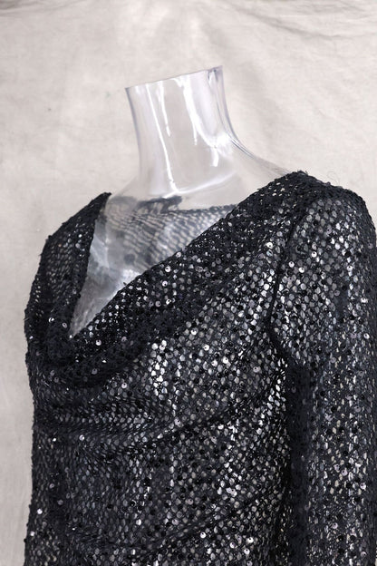 Sexy Long Sleeve Polyester Shirt For Women With Collarless Design And Regular Fit
