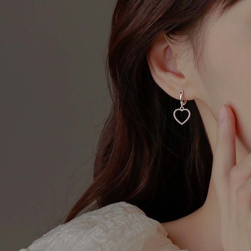 Heart Hoops Earrings In White Featuring Elegant Heart Shape Design For Stylish Wear