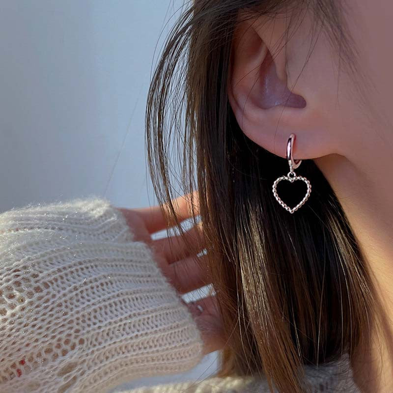 Heart Hoops Earrings In White Featuring Elegant Heart Shape Design For Stylish Wear
