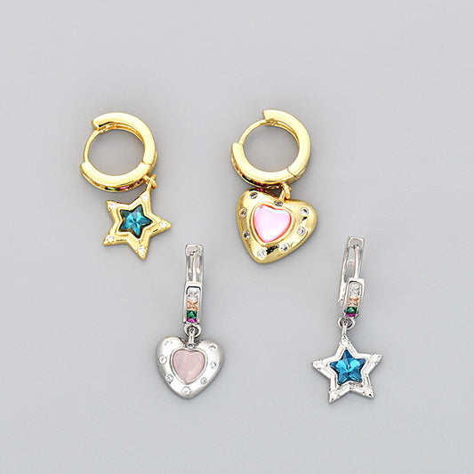 Heart Shape Copper Earrings For Women In Golden Color Featuring Elegant Heart Hoops Design