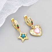 Heart-shaped Star Earrings Gold Color