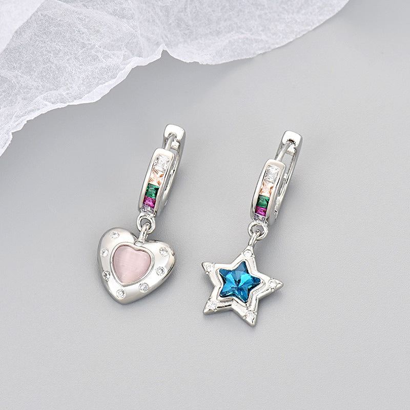 Heart Shape Copper Earrings For Women In Golden Color Featuring Elegant Heart Hoops Design