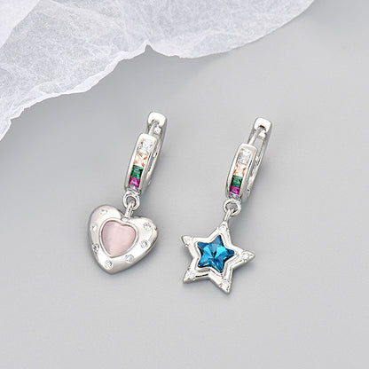 Heart Shape Copper Earrings For Women In Golden Color Featuring Elegant Heart Hoops Design