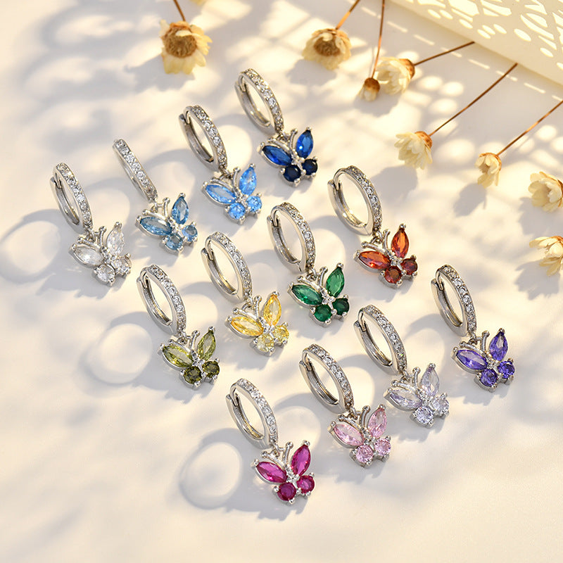 New Style Butterfly Earrings With Copper Material And Zircon Inlay