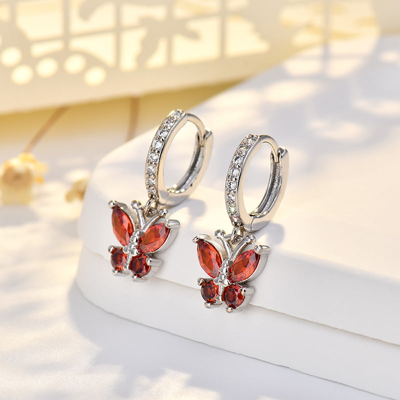 New Style Butterfly Earrings With Copper Material And Zircon Inlay